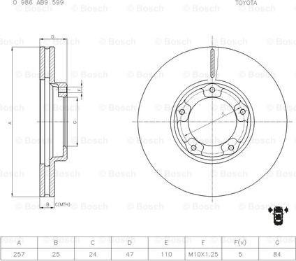 BOSCH 0 986 AB9 599 - Discofreno autozon.pro