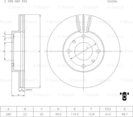 BOSCH 0 986 AB9 595 - Discofreno autozon.pro