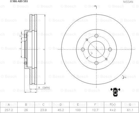 BOSCH 0 986 AB9 593 - Discofreno autozon.pro