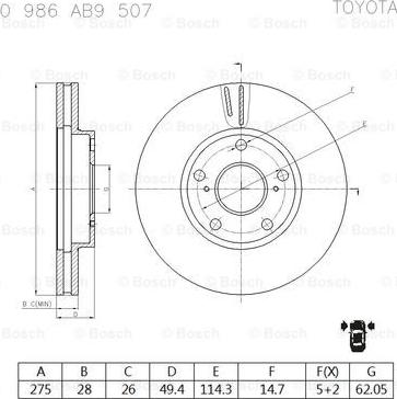 BOSCH 0 986 AB9 507 - Discofreno autozon.pro