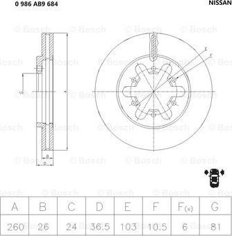 BOSCH 0 986 AB9 684 - Discofreno autozon.pro