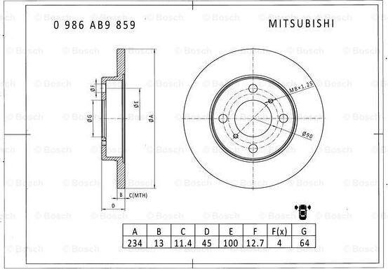 BOSCH 0 986 AB9 859 - Discofreno autozon.pro