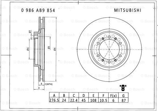 BOSCH 0 986 AB9 854 - Discofreno autozon.pro