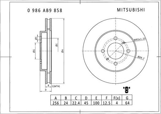 BOSCH 0 986 AB9 858 - Discofreno autozon.pro