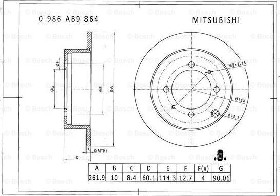 BOSCH 0 986 AB9 864 - Discofreno autozon.pro