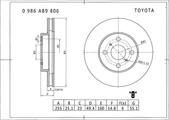 BOSCH 0 986 AB9 806 - Discofreno autozon.pro