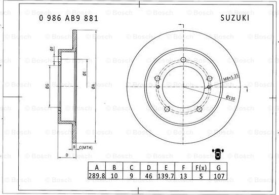 BOSCH 0 986 AB9 881 - Discofreno autozon.pro