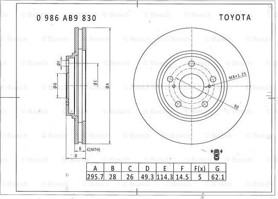 BOSCH 0 986 AB9 830 - Discofreno autozon.pro