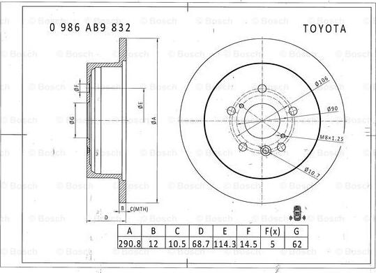 BOSCH 0 986 AB9 832 - Discofreno autozon.pro