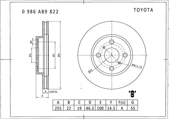 BOSCH 0 986 AB9 822 - Discofreno autozon.pro