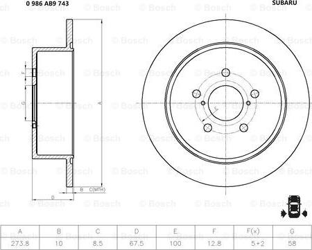 BOSCH 0 986 AB9 743 - Discofreno autozon.pro