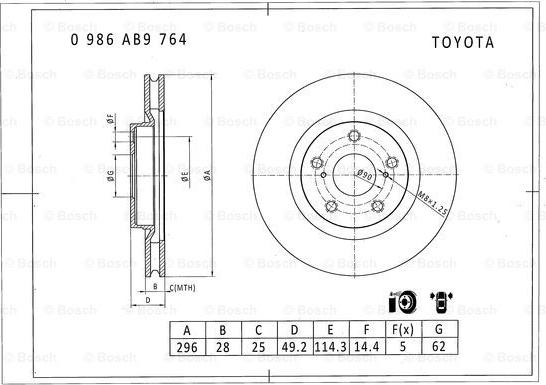 BOSCH 0 986 AB9 764 - Discofreno autozon.pro