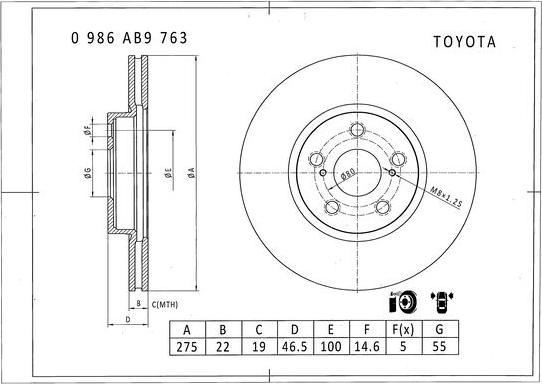 BOSCH 0 986 AB9 763 - Discofreno autozon.pro