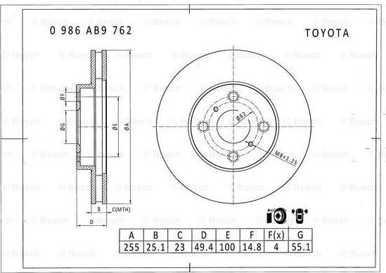 BOSCH 0 986 AB9 762 - Discofreno autozon.pro