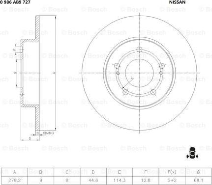 BOSCH 0 986 AB9 727 - Discofreno autozon.pro