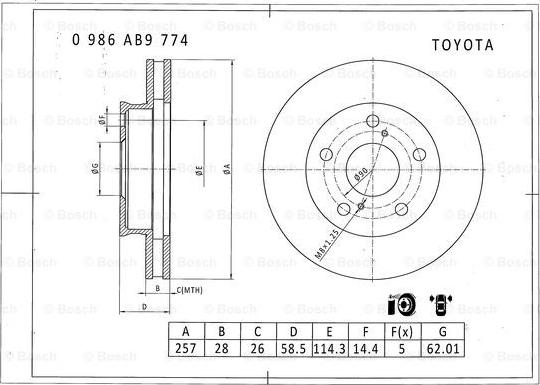 BOSCH 0 986 AB9 774 - Discofreno autozon.pro