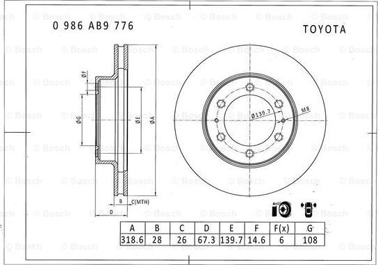 BOSCH 0 986 AB9 776 - Discofreno autozon.pro