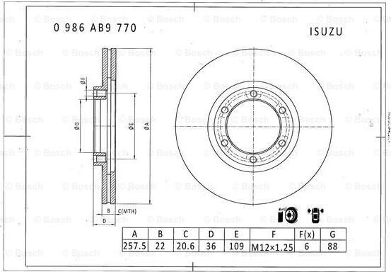 BOSCH 0 986 AB9 770 - Discofreno autozon.pro