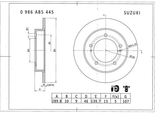 BOSCH 0 986 AB5 445 - Discofreno autozon.pro