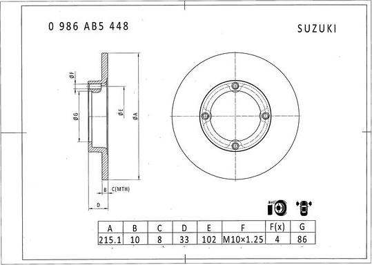 BOSCH 0 986 AB5 448 - Discofreno autozon.pro