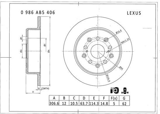 BOSCH 0 986 AB5 406 - Discofreno autozon.pro