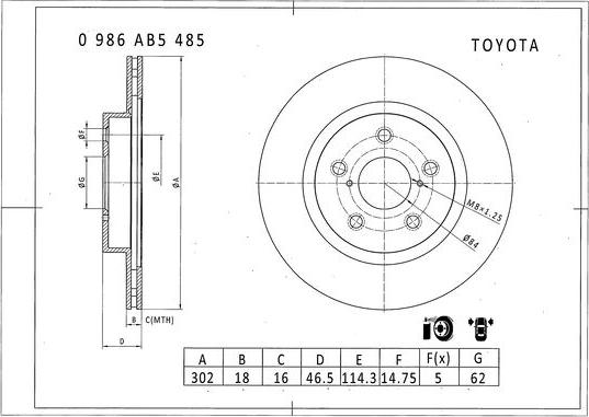 BOSCH 0 986 AB5 485 - Discofreno autozon.pro