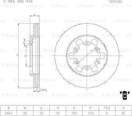 BOSCH 0 986 AB5 434 - Discofreno autozon.pro