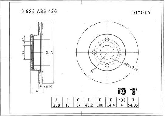 BOSCH 0 986 AB5 436 - Discofreno autozon.pro