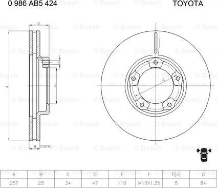 BOSCH 0 986 AB5 424 - Discofreno autozon.pro