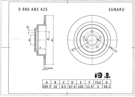 BOSCH 0 986 AB5 425 - Discofreno autozon.pro