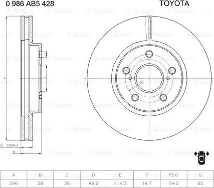 BOSCH 0 986 AB5 428 - Discofreno autozon.pro