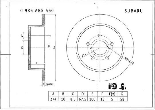 BOSCH 0 986 AB5 560 - Discofreno autozon.pro