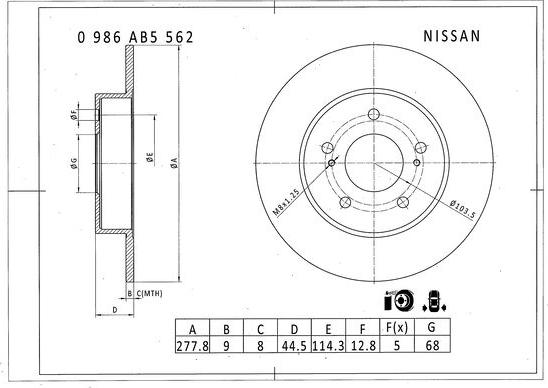 BOSCH 0 986 AB5 562 - Discofreno autozon.pro