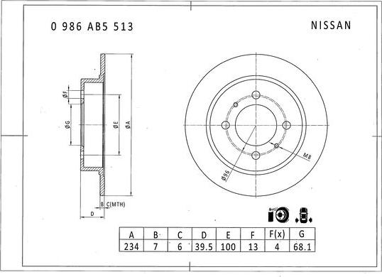 BOSCH 0 986 AB5 513 - Discofreno autozon.pro