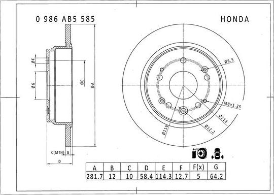 BOSCH 0 986 AB5 585 - Discofreno autozon.pro