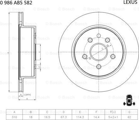 BOSCH 0 986 AB5 582 - Discofreno autozon.pro