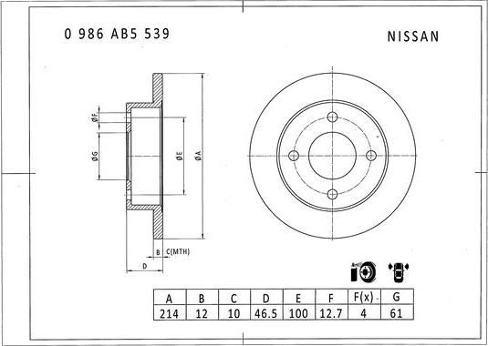 BOSCH 0 986 AB5 539 - Discofreno autozon.pro