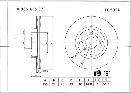 BOSCH 0 986 AB5 579 - Discofreno autozon.pro