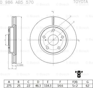 BOSCH 0 986 AB5 570 - Discofreno autozon.pro