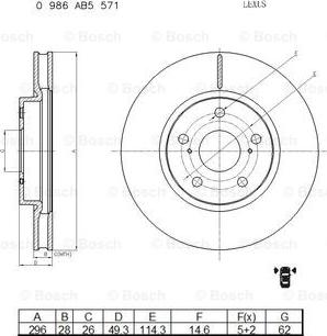 BOSCH 0 986 AB5 571 - Discofreno autozon.pro