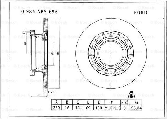 BOSCH 0 986 AB5 696 - Discofreno autozon.pro