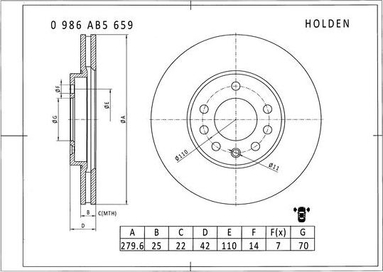 BOSCH 0 986 AB5 659 - Discofreno autozon.pro