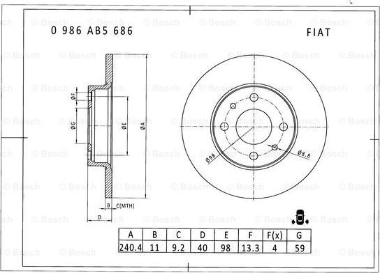 BOSCH 0 986 AB5 686 - Discofreno autozon.pro