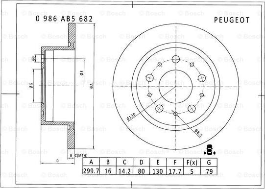 BOSCH 0 986 AB5 682 - Discofreno autozon.pro