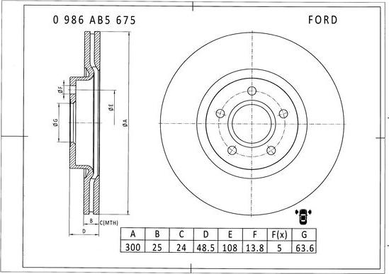 BOSCH 0 986 AB5 675 - Discofreno autozon.pro