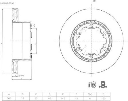 BOSCH 0 986 AB5 898 - Discofreno autozon.pro