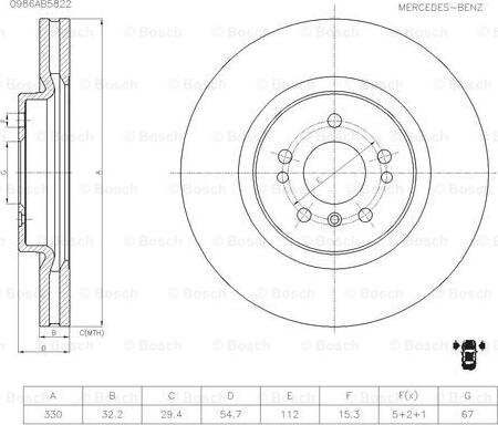 BOSCH 0 986 AB5 822 - Discofreno autozon.pro