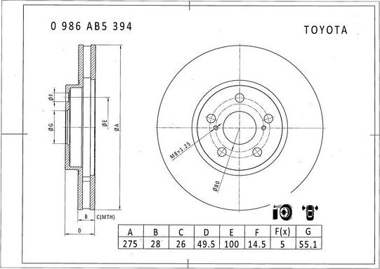 BOSCH 0 986 AB5 394 - Discofreno autozon.pro