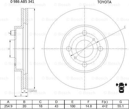 BOSCH 0 986 AB5 341 - Discofreno autozon.pro