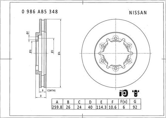 BOSCH 0 986 AB5 348 - Discofreno autozon.pro